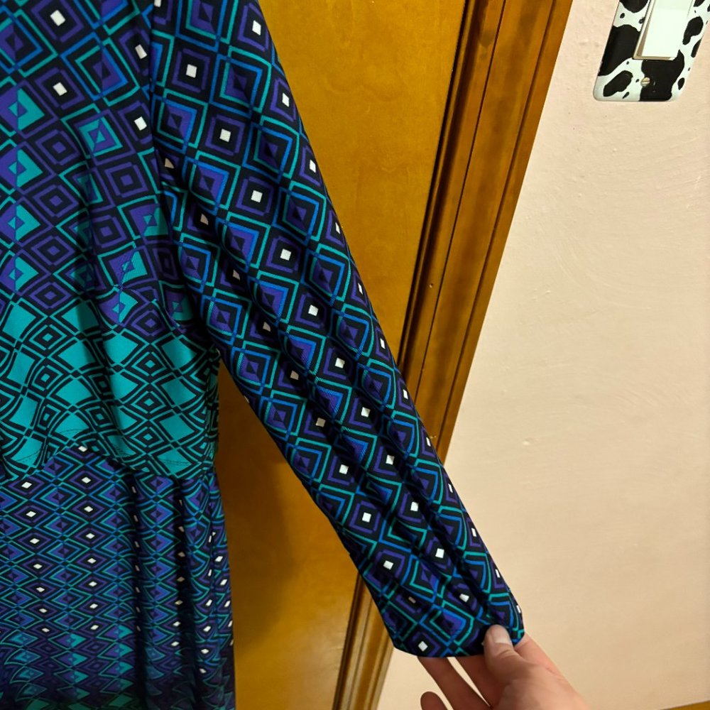 Ronnie Nichole Vibrant Diamond Green Purple Black Dress  Size‎ 14 - Picture 6 of 15